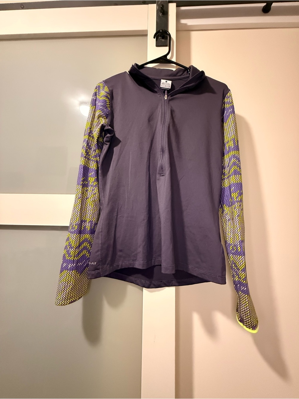 Nike Purple Half-Zip Pullover with Patterned Neon Sleeves
